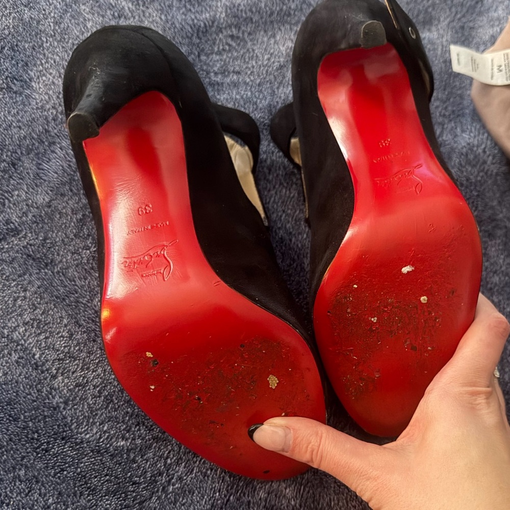 Christian Louboutin Black Suede Pumps with Red Soles